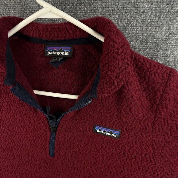 Patagonia Wool Polyester Blend Fleece Jacket Small Red 1/4 Zip Logo Woolyester - Picture 8 of 14
